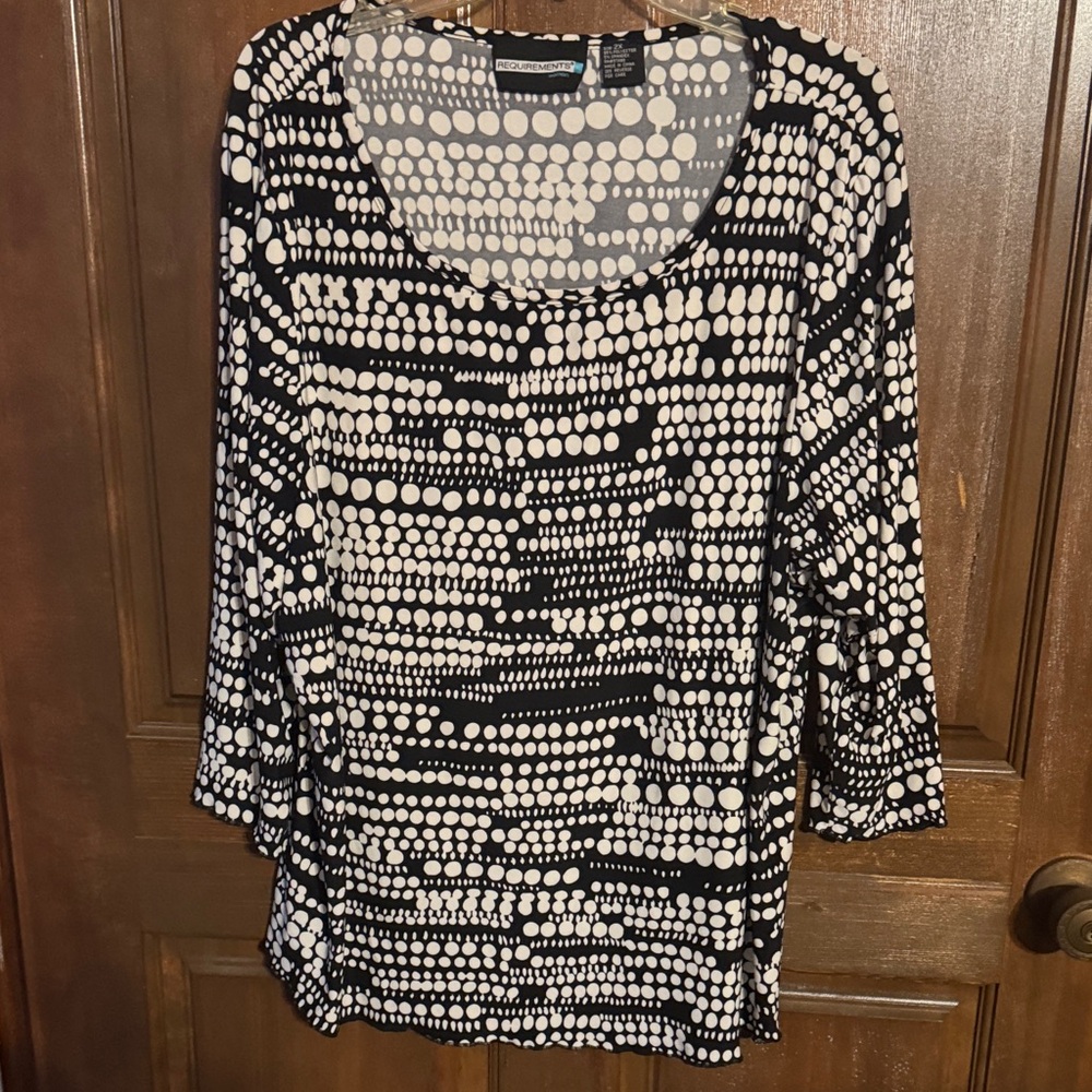 Requirements Black and White Patterned Blouse
